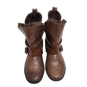 Blowfish Kids Malibu Radiki Boots Brown Faux Fur Lined Mid Calf Size 5 Youth